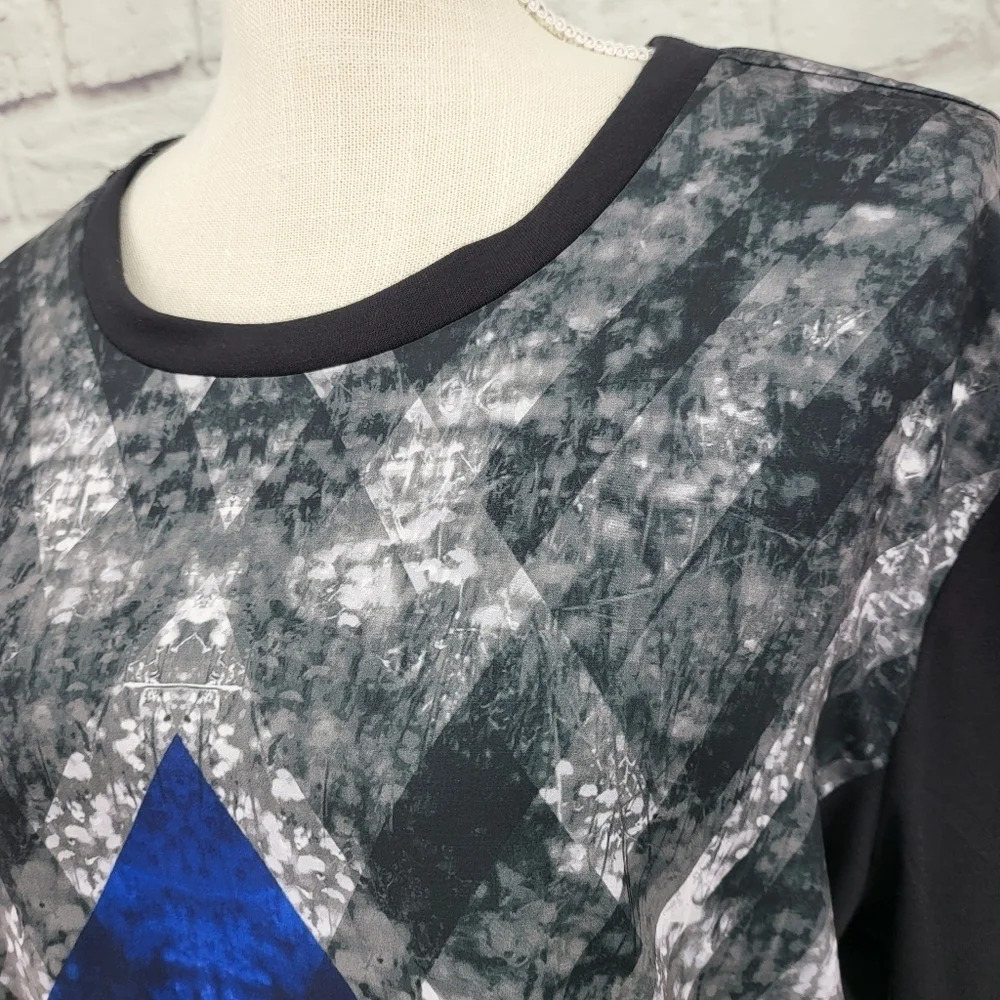 KIIND OF Medium Women's Blouse Top Black Multi Long Sleeve - Picture 2 of 16